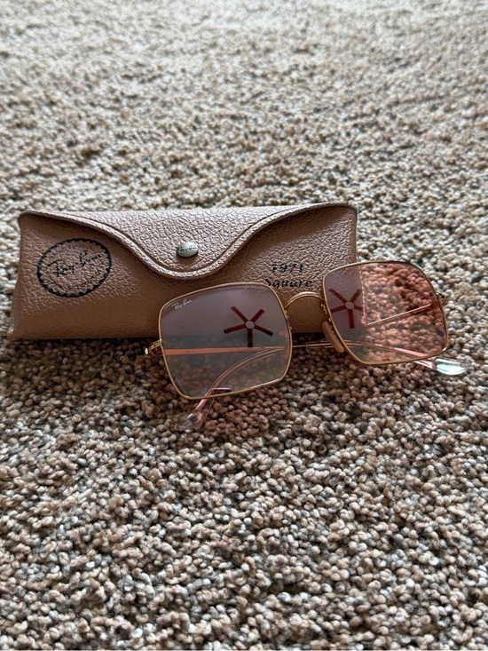 Ray-Ban Accessories - RAY-BAN 1971 Square Pink Lens Gold Frame